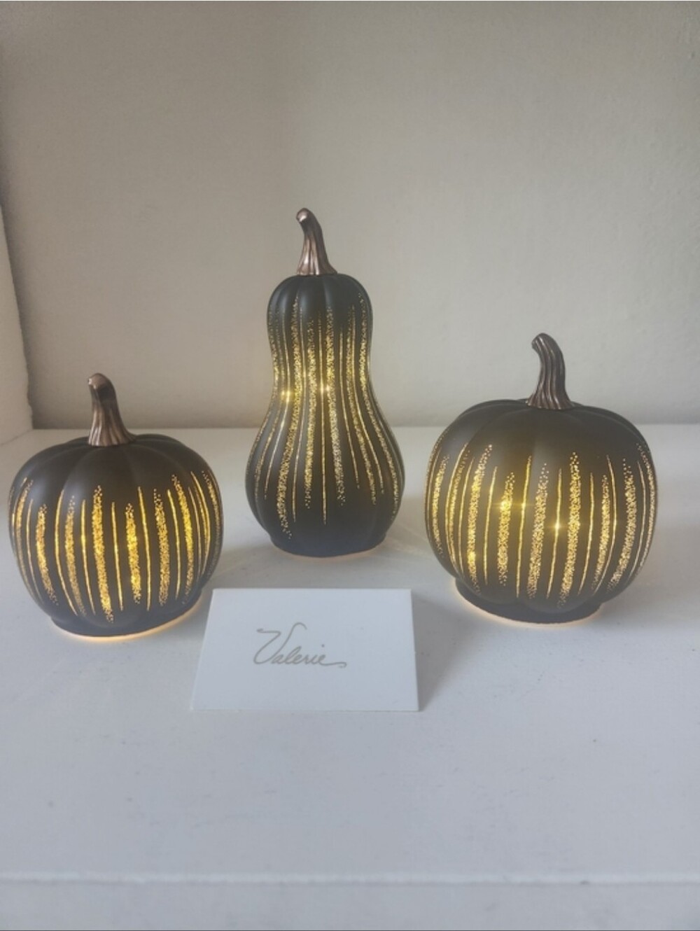 Set of 3 Mini Starry Night Glass Pumpkins & Gourd by Valerie Black